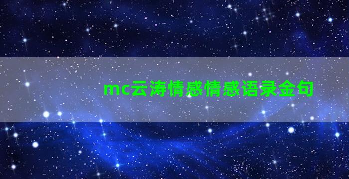 mc云涛情感情感语录金句