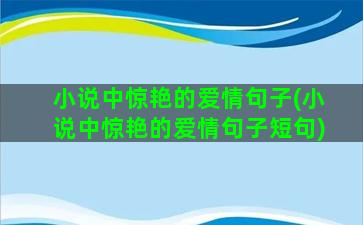 小说中惊艳的爱情句子(小说中惊艳的爱情句子短句)