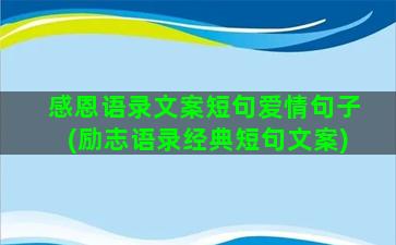 感恩语录文案短句爱情句子(励志语录经典短句文案)