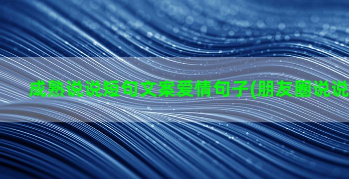 成熟说说短句文案爱情句子(朋友圈说说文案短句)