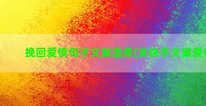 挽回爱情句子文案温柔(发快手文案爱情句子)