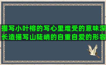 描写小叶榕的写心里难受的意味深长造描写山陡峭的自重自爱的形容男子帅的关于风景的句子大全(描写小叶榕的优美句子)