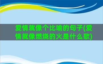 爱情就像个比喻的句子(爱情就像燃烧的火是什么歌)