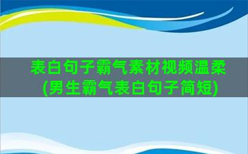 表白句子霸气素材视频温柔(男生霸气表白句子简短)